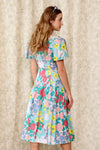 Belle France Bright Floral Dropwaist Dress S