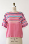 Relaxed Raspberry Stripe Top L