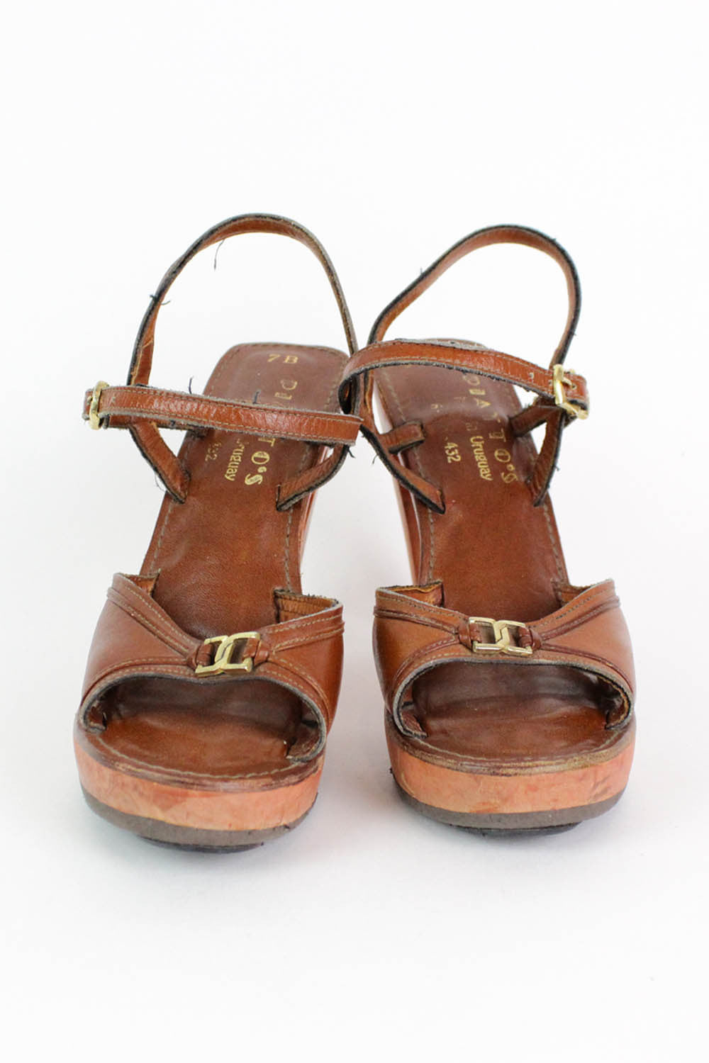 Wood Platform Leather Sandals 7