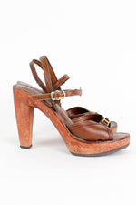 Wood Platform Leather Sandals 7