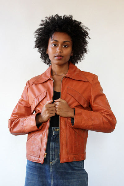 Burnt orange jean jacket best sale