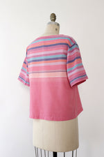 Relaxed Raspberry Stripe Top L