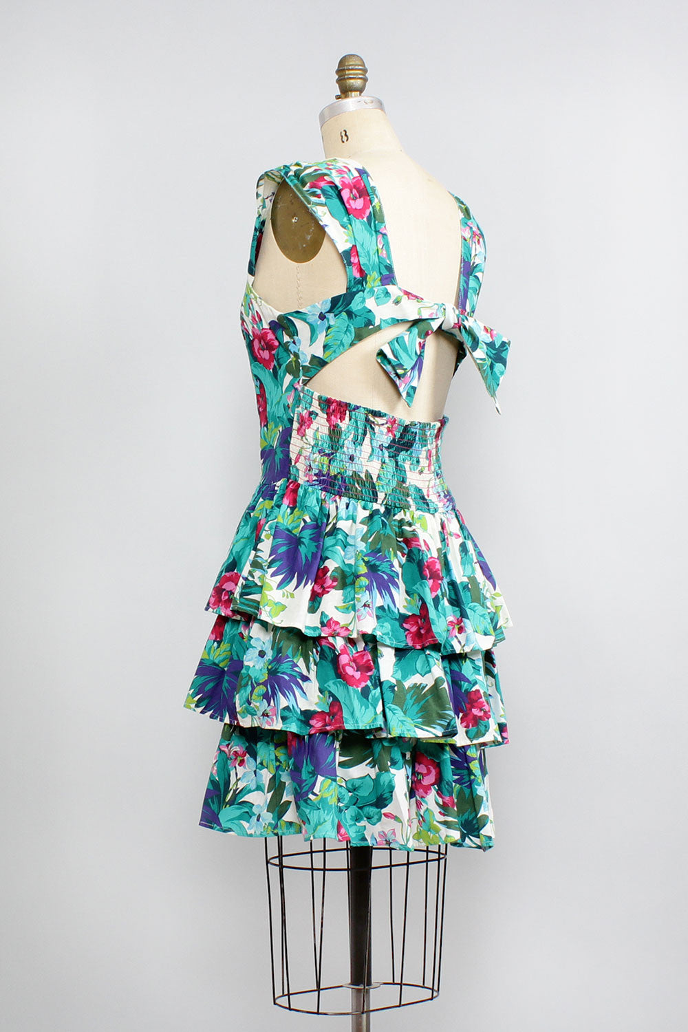 Tiered Tropical Tie Dress M