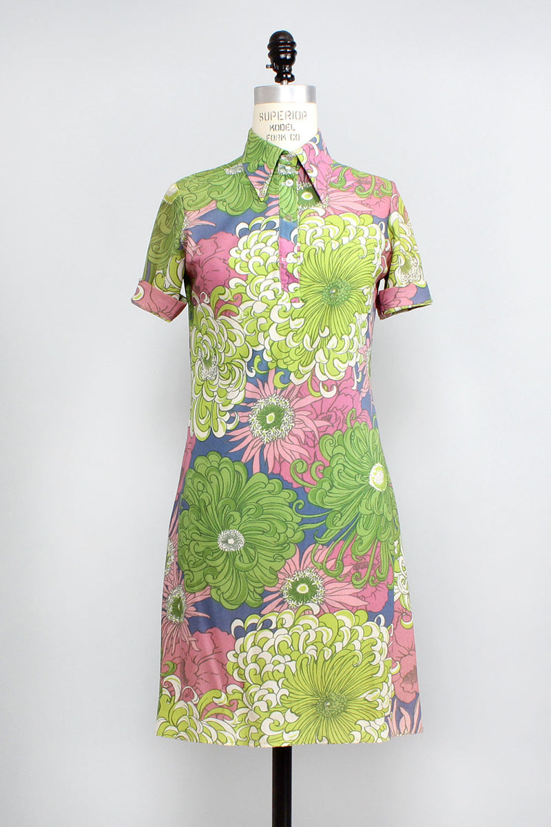 Curly Sue Floral Shirtdress S