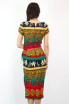 Sunflower & Elephant Wrap Dress S