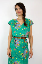 80s Hawaiian Sunrise Dress L