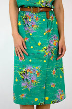 80s Hawaiian Sunrise Dress L