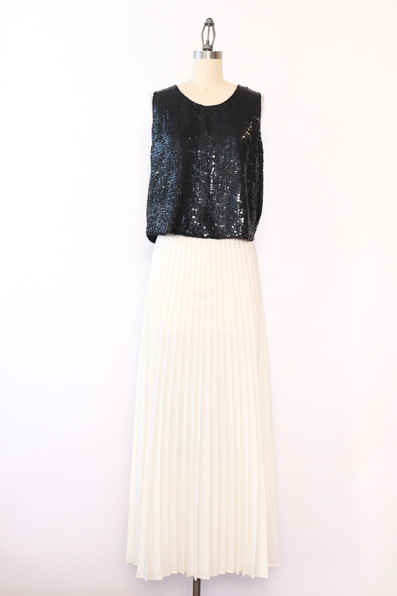 Ivory Pleated Maxi Skirt S