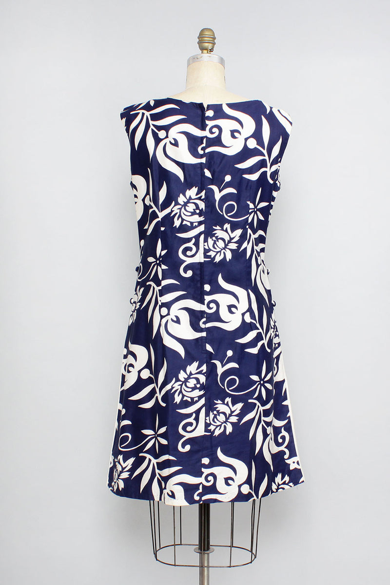 Navy Nights Cutout Flare Dress L