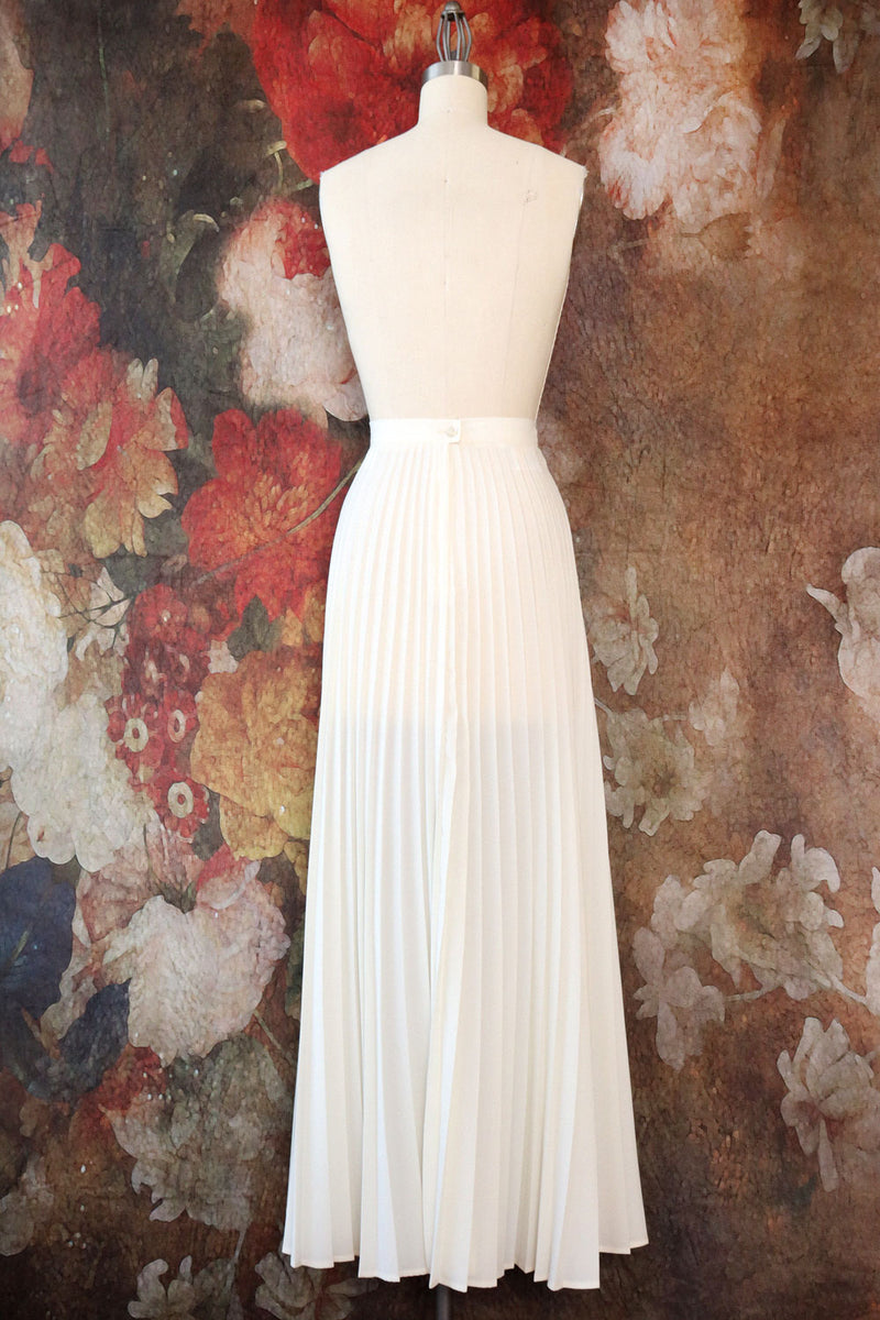 Ivory Pleated Maxi Skirt S