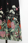 70s Black Floral Bloused Dress XS/S/M