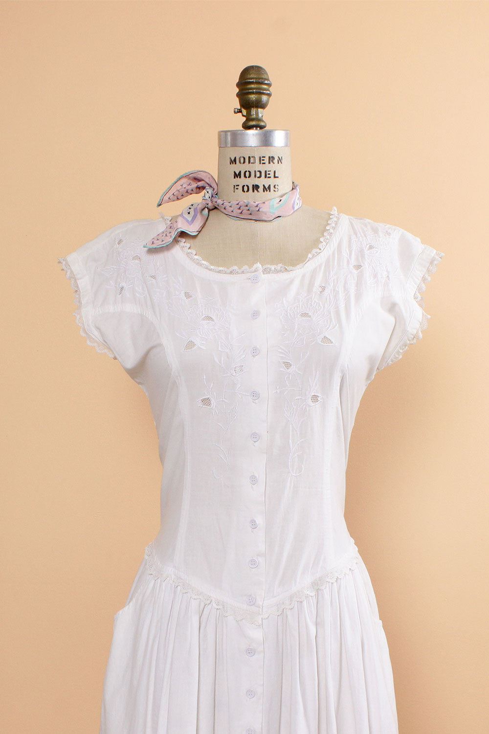 Starina White Cotton Dress M