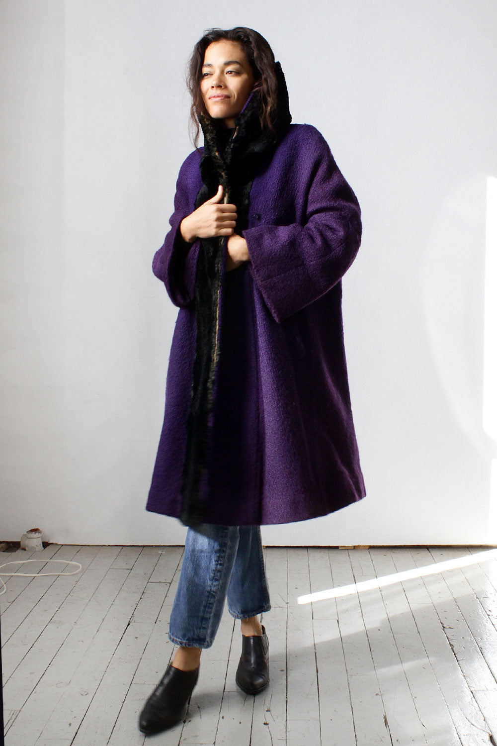 Bell Sleeve Boucle Coat M