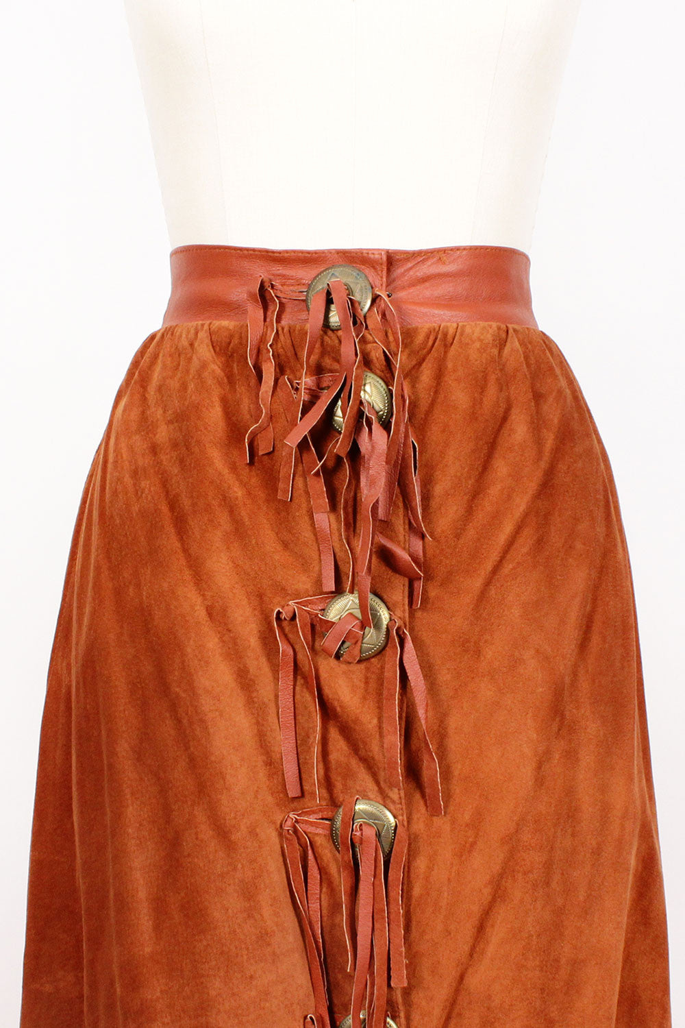 Suede Concho Tassel Skirt M