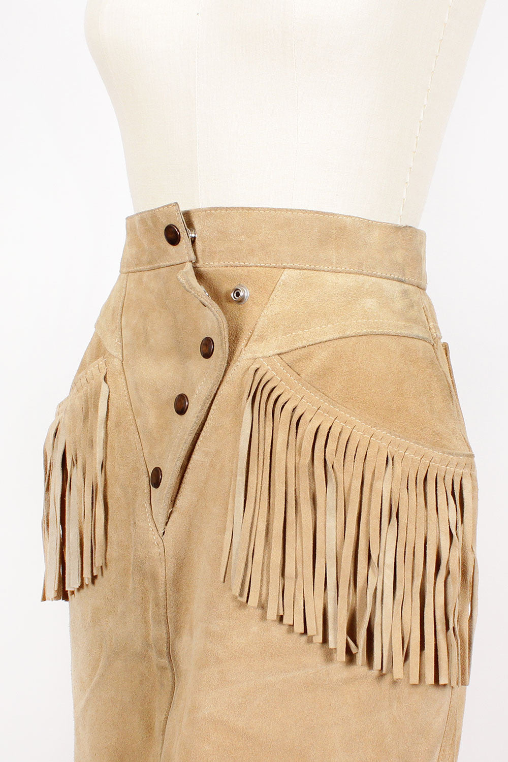 Suede Fringe Mini Skirt S