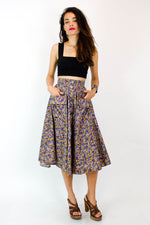 Italian Paisley Pockets Midi Skirt XS