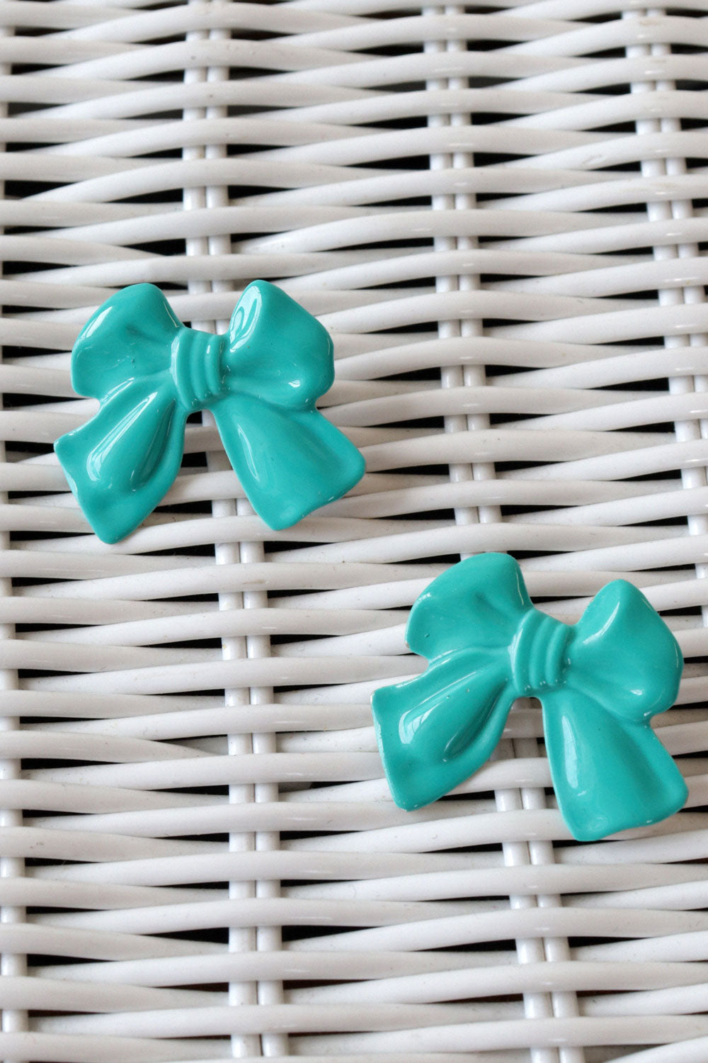 Teal Bow Earrings