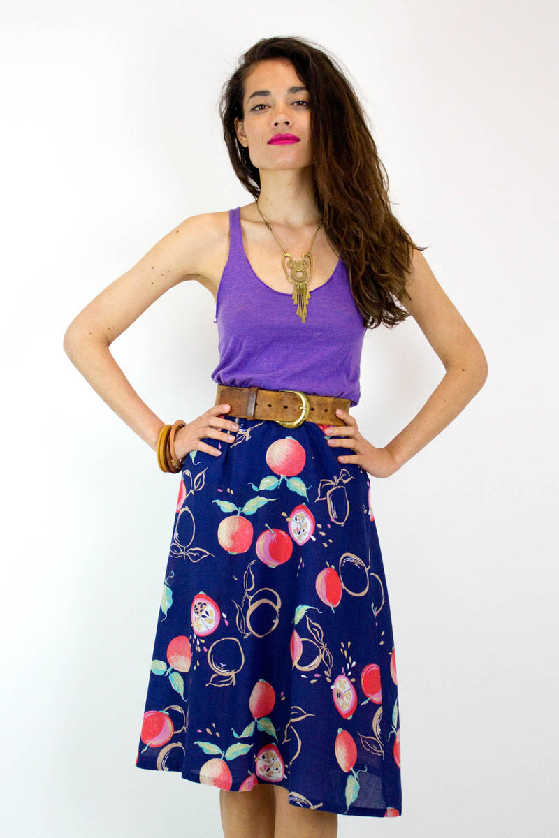 Sliced Fruit Flare Skirt S/M