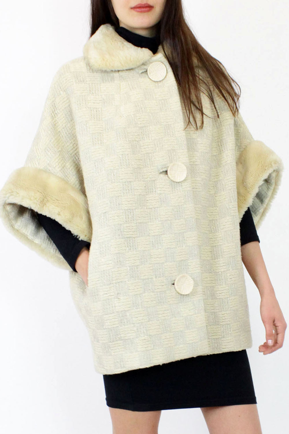 1960s cream cocoon coat