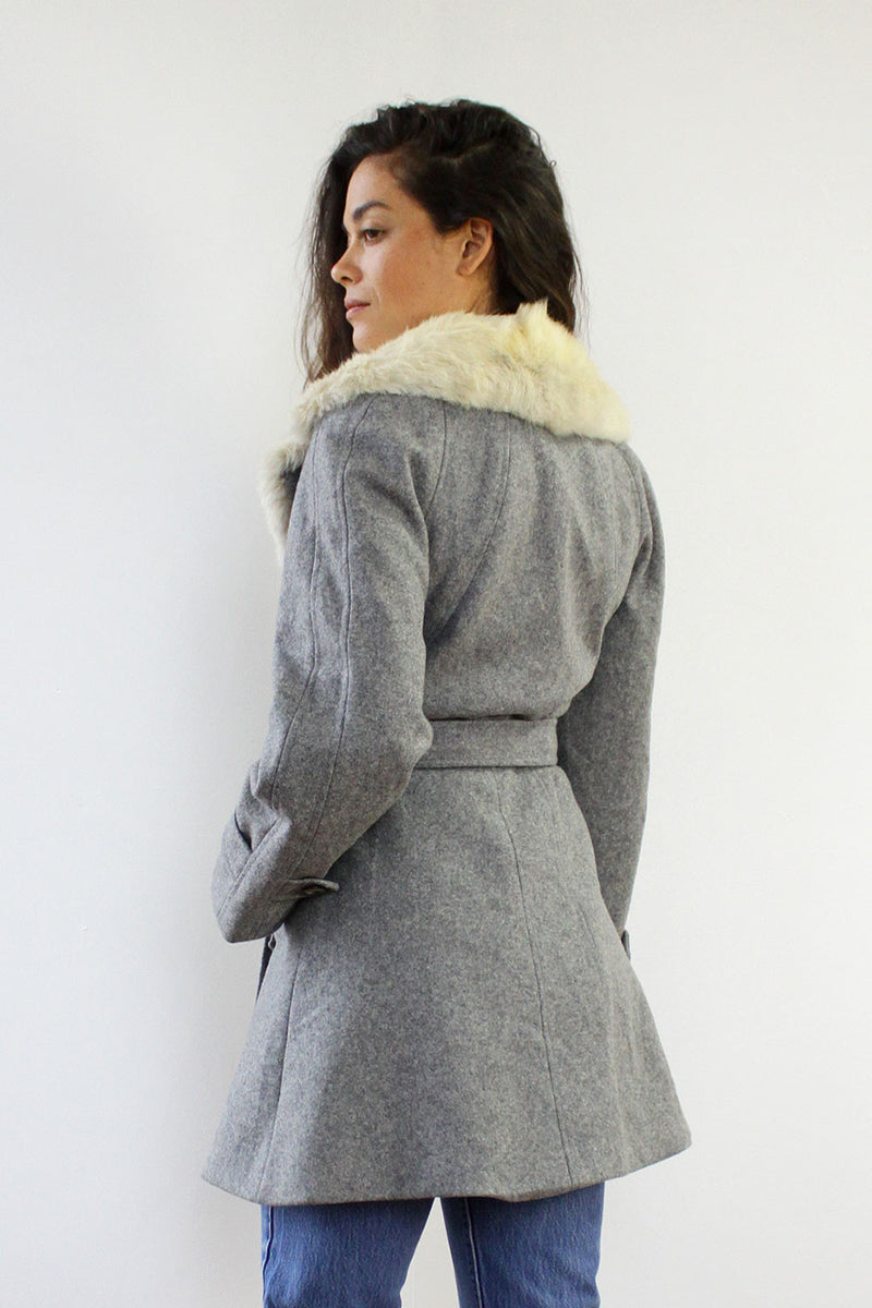 Gray Gardens Rabbit Fur Collar Coat S/M