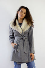 Gray Gardens Rabbit Fur Collar Coat S/M