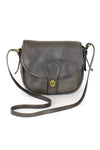 70s Coach Charcoal Leather Crossbody Satchel Bag