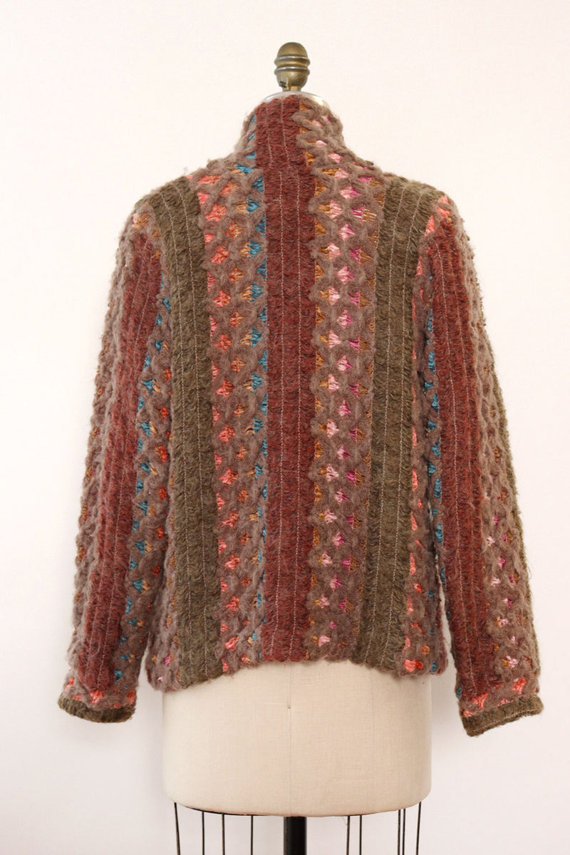 Mauve Chenille Stripe Sweater Jacket S/M