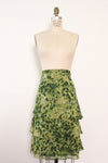 Lime Leopard Silk Skirt L