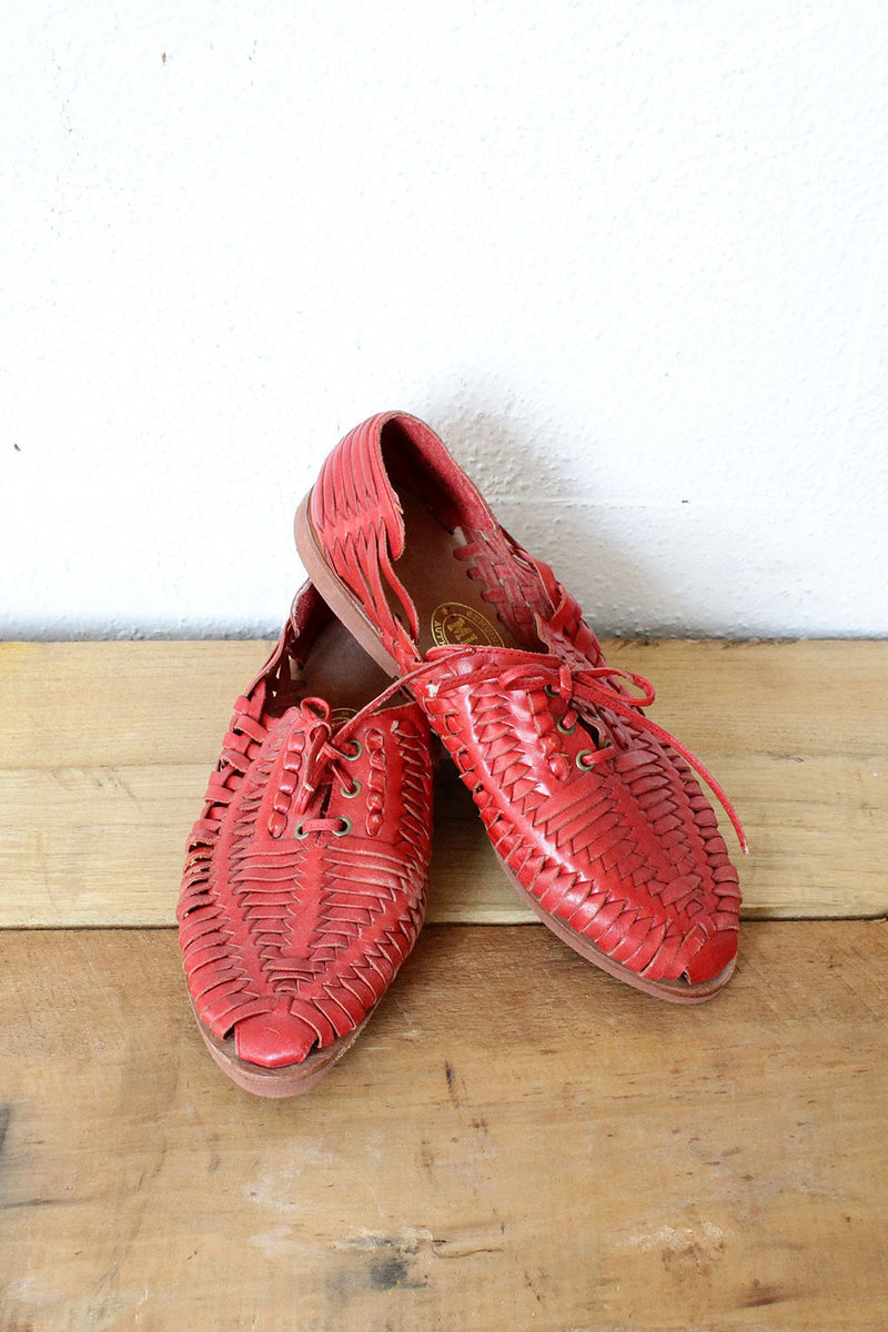 Red Woven Lace-Ups 6 1/2