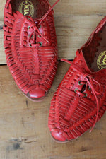 Red Woven Lace-Ups 6 1/2