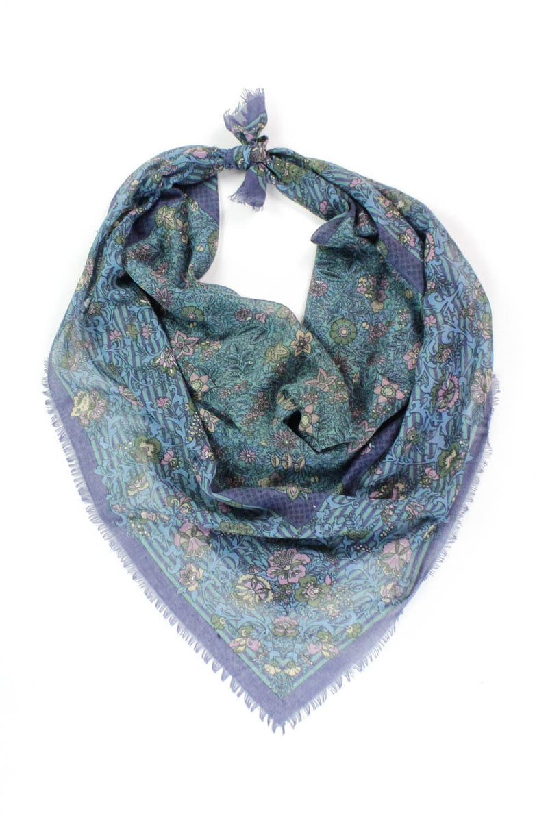 blue floral scarf