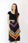 70s Rainbow Chevron Skirt M