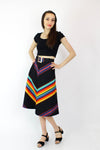 70s Rainbow Chevron Skirt M