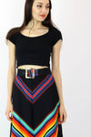 70s Rainbow Chevron Skirt M