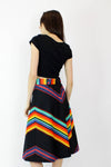 70s Rainbow Chevron Skirt M