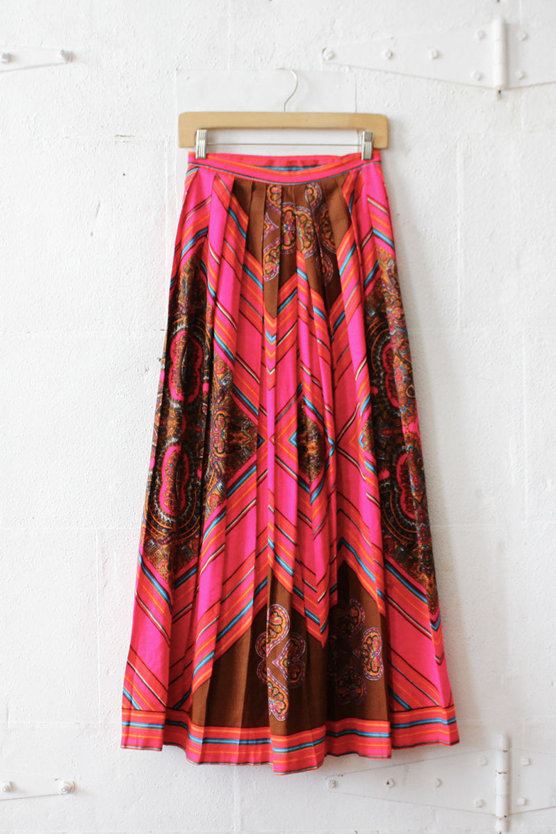 Lucid Paisley Pleat Skirt XS