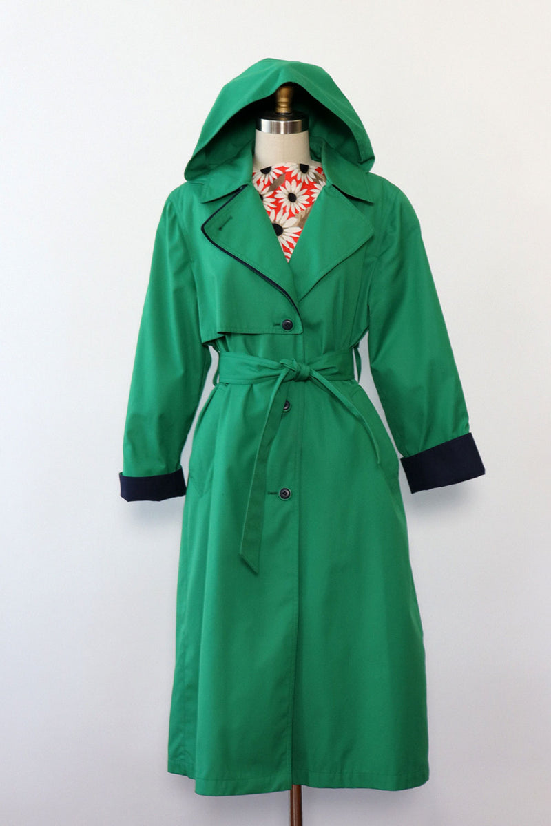 Towne Hooded Green Trench S