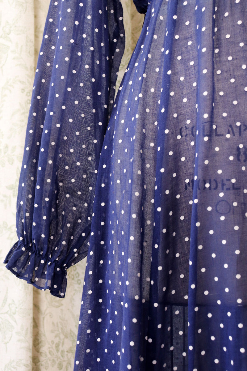 Sheer Navy Polka Dot Dress M