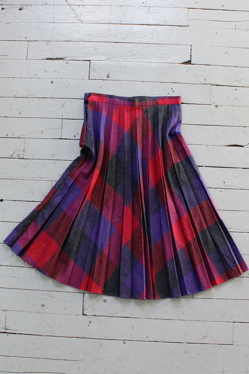 Jeweltone Plaid Skirt M