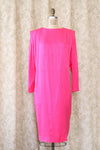 Hot Pink Silk Pleat Dress M/L