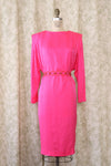 Hot Pink Silk Pleat Dress M/L