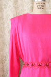 Hot Pink Silk Pleat Dress M/L