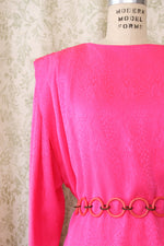 Hot Pink Silk Pleat Dress M/L