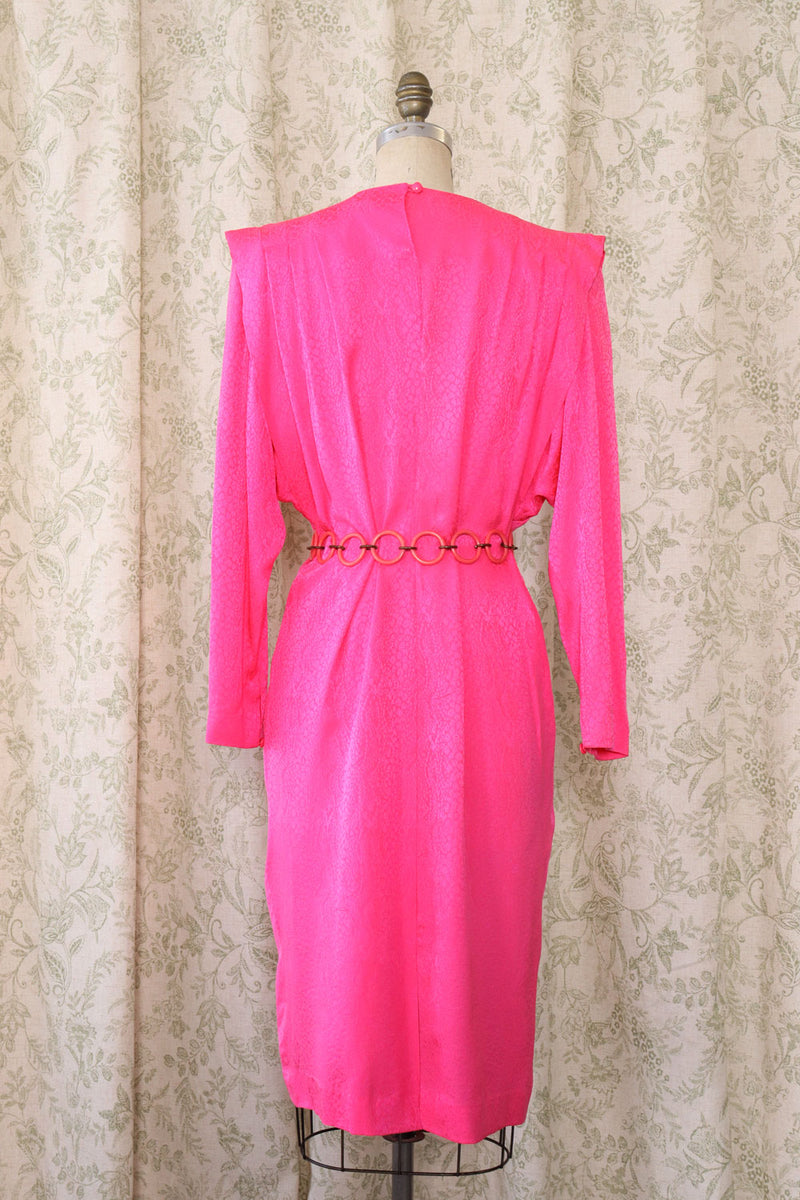 Hot Pink Silk Pleat Dress M/L