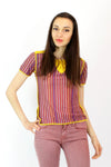 80s Stripe & Crochet Tee XS