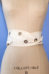 Wide White Leather Grommet Belt XS-M