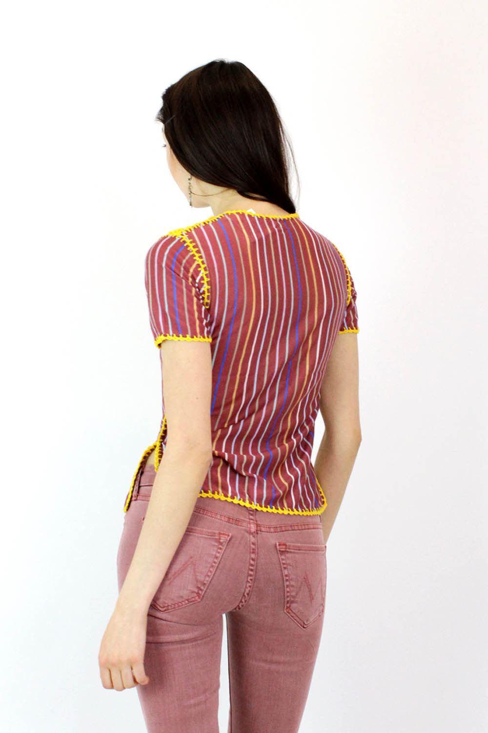 80s Stripe & Crochet Tee XS