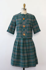 Wood Button Plaid '60s Set XS