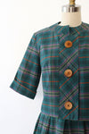 Wood Button Plaid '60s Set XS