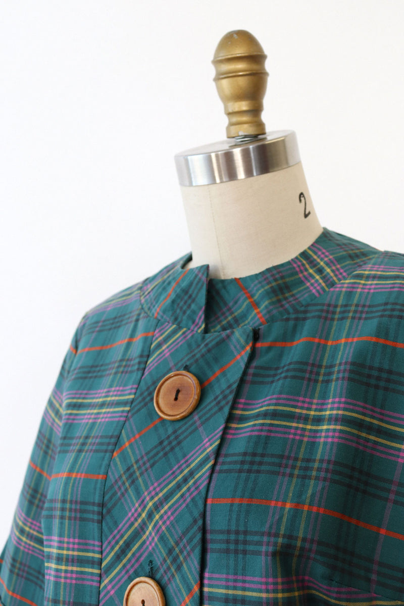 Wood Button Plaid '60s Set XS